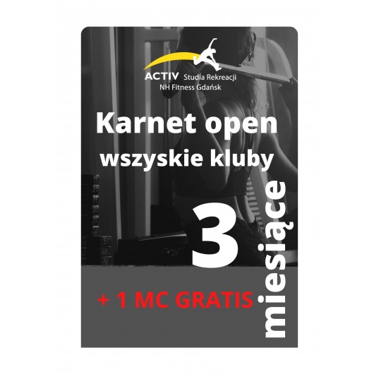Karnet 3-miesięczny + 1 MC GRATIS! (na wszystkie kluby